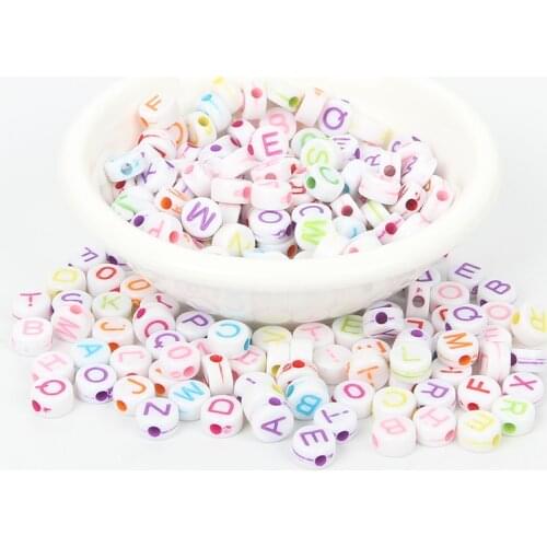 200Pcs Mixed Colorful Letter Acrylic Beads 7mm For Jewellery Marking Loose Spacer Beads Bracelet Necklace Charm Jewelry Finding