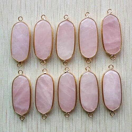 2019 fashion natural Quartz pink Crystal pendants Connector for Bracelets necklaces Jewelry Making 10pcs/lot wholesale free