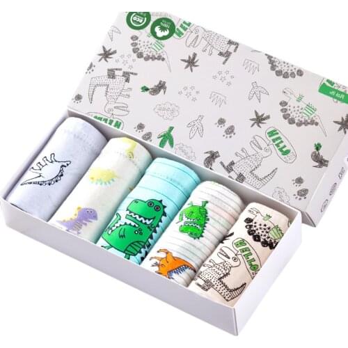 5 Pcs/Lot Boys Underwear Soft Cotton Briefs Child Dinosaur Cartoon Children Panties Breathable Kids Briefs Boys Underpants 2-14Y