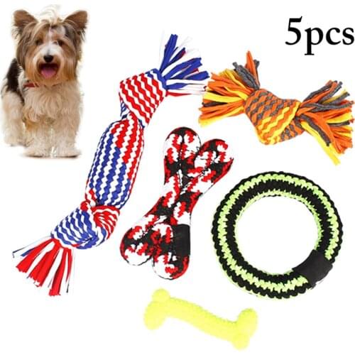 5pcs Dog Toy Cotton Rope Bite Resistant Pet Chewing Toys Dog Interactive ToyDog Chewing Playing Toys Pet Puppy Supplies