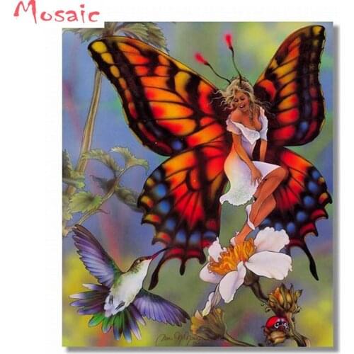 Full Square/round drills Diy Diamond Painting butterfly elf 3d Embroidery,Picture Of Rhinestone Mosaic cartoon images home Decor