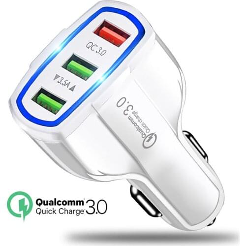 3 USB A Ports Car Charger QC 2.0 3.0 Mobile Phone Fast Charge Cigarette Lighter USB Charger for Samsung Apple Xiaomi HTC Redmi