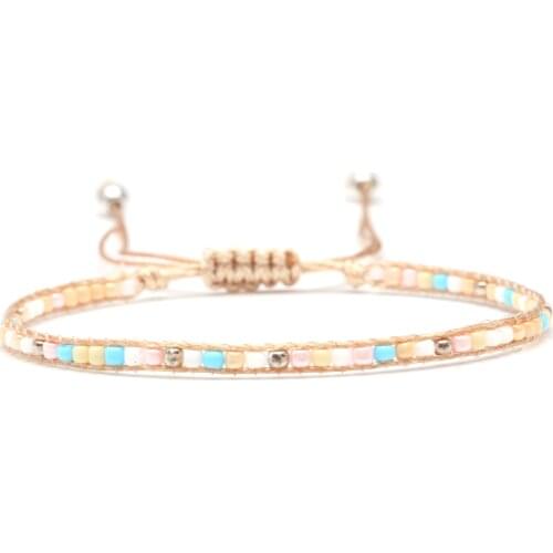 Bobo Multicolored Japan Miyuki Glass Seed Bead Bracelet Women Men Thin Wax String Handmade Adjustable Surf Beach Jewelry Gift