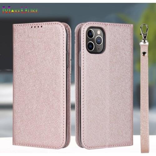 Lanyard Case For iPhone 11 Pro Max 6 6S 7 8 Plus X XR XS Max 5 5S SE 2020 Case Wallet Silk Grain Leather Magnetic Flip Cover