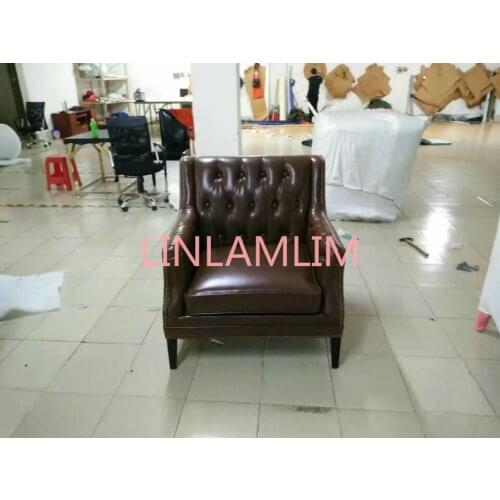 Cow real genuine leather sofa living room chair home furniture modern American Country style leisure chair oil wax leather sofa