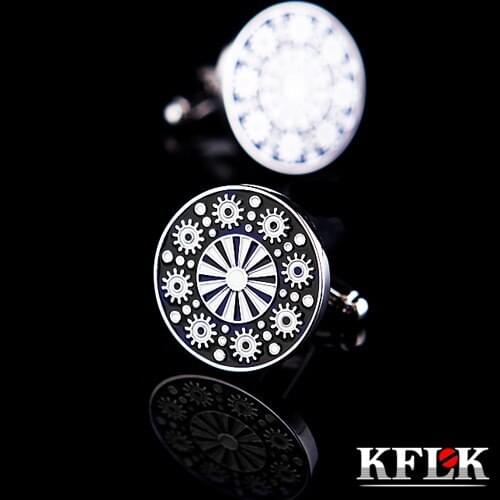 KFLK Luxury shirt cufflinks married for mens Brand cuff buttons Black cuff link High Quality gemelos abotoaduras Jewelry