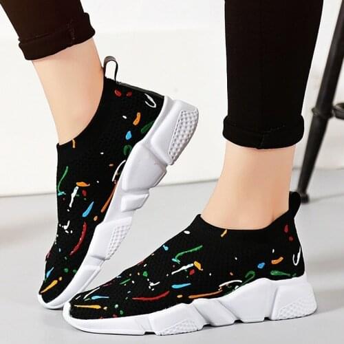 Fashion Sneakers Mens Casual Shoes Slip on Running Shoes Unisex Flat Shoes Breathable Mesh Socks Walking Shoes Sock Footwear