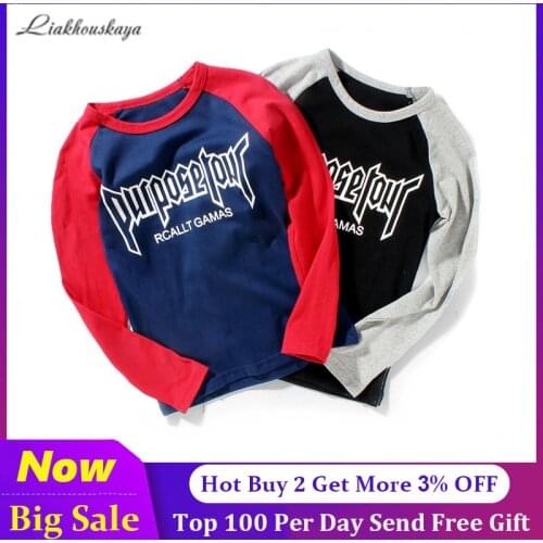 Liakhouskaya Boy Clothes Cotton T-shirt Long Sleeve Tshirt Spring Autumn Top Teen Tee Shirt Kids Boy 100% cotton Clothes 4-15 Y