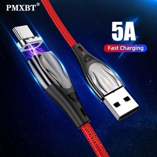 5A Super Charger Magnetic Cable USB Type C Fast Charging Data Cord USB C Mobile Phone Charge Wire Cable For Huawei P30 Xiaomi 11