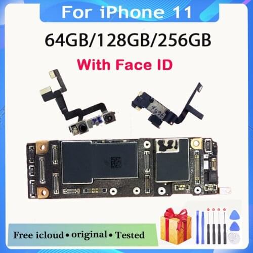 64G 128G 256G For iPhone 11 Mainboard with without Face ID Factory Unlock With Full Chips For iPhone 11 Logic Board free icloud