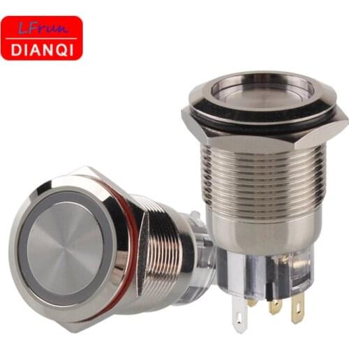 19mm 5pins Metal Waterproof Push Button Switch Self locking Momentary Button Switch Ring Led Switch for Computer Boat Speaker