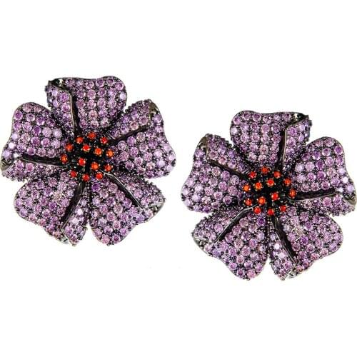 Missvikki New Gorgeous Jewelry Luxury Big Flower Pendant Earrings for Noble Women Bridal Wedding boucle d'oreille femme 2020