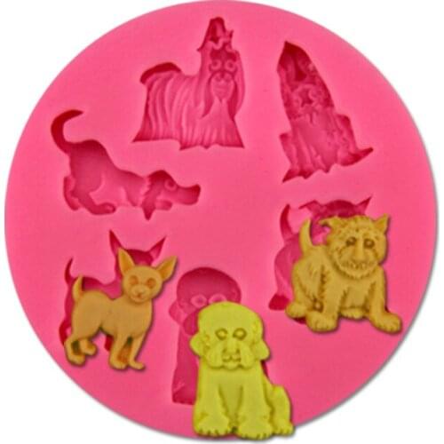Cartoon Animal Dog Family Silicone Fondant Soap 3D Cake Mold Cupcake Jelly Candy Chocolate Decoration Baking Tool Moulds FQ2946