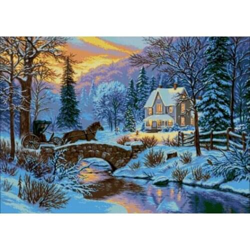 Christmas Eve Winter snow Cross Stitch Kits Needlework 14CT Unprinted Embroidered Top Quality DIY Handmade Decoration