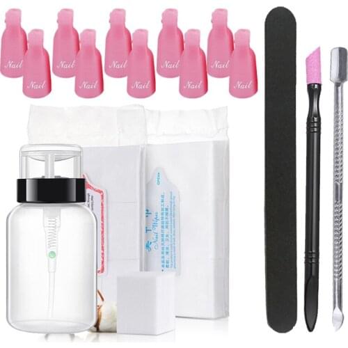 Nail Polish Remover Tools Set Soak Off UV Gel 10pcs Cap Clip 600pcs Wrap Tool Sanding Brush Tips For Fingers Cotton Nail Clean