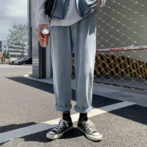 New Loose Men Jeans Male Trousers Simple Design High Quality Cozy All-match Students Daily Casual Straight Denim Pants