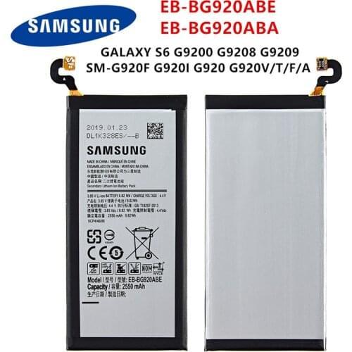 SAMSUNG Orginal EB-BG920ABE EB-BG920ABA 2550mAh Battery For SAMSUNG GALAXY S6 G9200 G9208 G9209 SM-G920F G920I G920 G920V/T/F/A