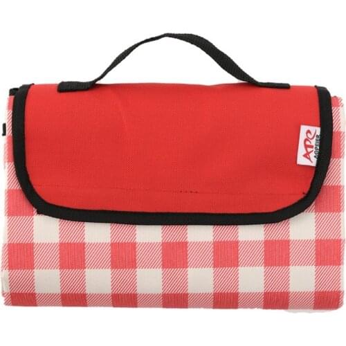 Outdoor Foldable Waterproof Picnic Mat High Quality Oxford Camping Blanket Portable Travel Beach Pad Red Grid 145*165cm