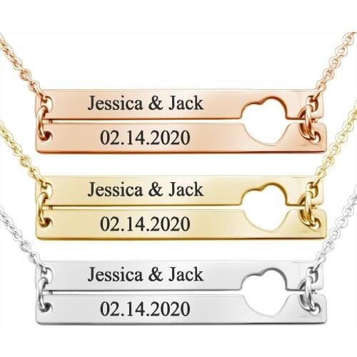 Personalized Couple Heart Necklace for Women Custom Name Choker Necklaces Anniversary Gift