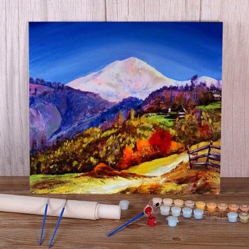 Landscape Autumn Winter DIY Paint By Numbers Set Oil Paints 40*50 Oil Painting New Design For Kids For Handiwork