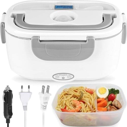 Plastic Electric Lunch Box EU US Car Plug 12V 24V 220V 110V Portable Food Heater Container Warmer Heated Heating Bento Box Set