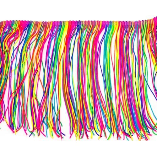 Chainette Fringe Tassel Various Colors 5 Yds Nylon Latin Dress Trimming Dancewear Macrame Sewing Lace Fluro Double Band 20CM
