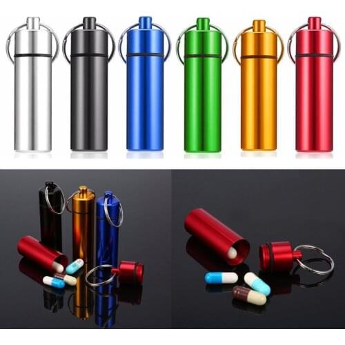 Portable Mini Waterproof Aluminum Tablet Storage Box Capsule Container Keychian Medicine Bottle Case Holder for Traveling