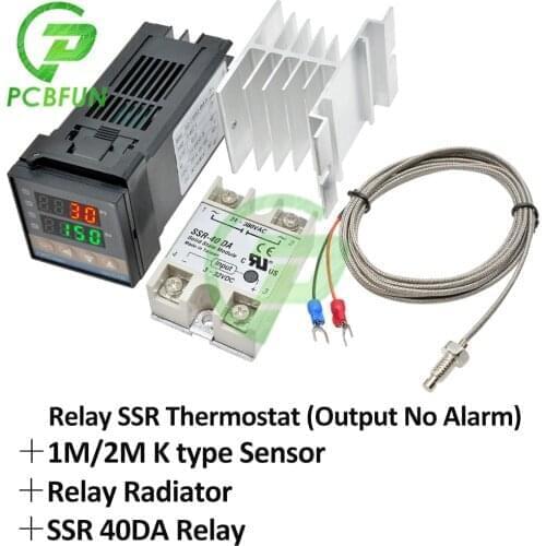 REX-C100 Digital PID Temperature Controller Thermostat RELAY /SSR Output 250V AC K Thermocouple Probe Cable+Max.40A SSR Relay