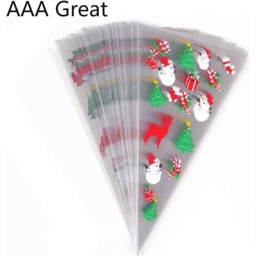 100Pcs/Lot Christmas Bag OPP Packaging Christmas Candy Snowflake Baking Cookies Chocolate Food Storage Pouches Packing Bags Gift