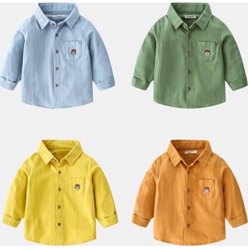 Baby Boys Shirt 2020 New Korean Style Casual Kids Long Sleeve Shirt Cartoon Cotton Lapel Soft Shirt For Boy 2-7 Y Child Clothes