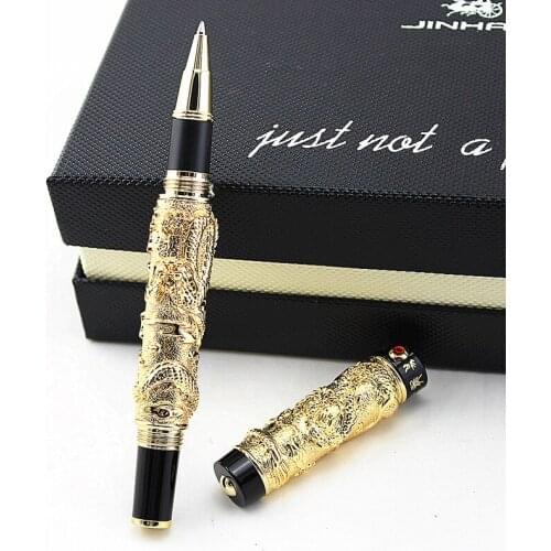 High Quality Jinhao Dragon Ballpoint Pen Luxury Metal Rollerball Pen Ancient silver 0.7MM Nib Stationery Office School Supplies