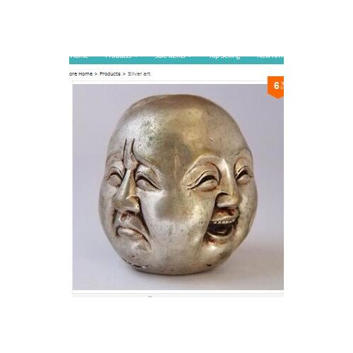 Vintage Chinas old white silver 5CM lucky four face Buddha statues Tibetan Silver decoration brass factory outlets