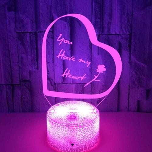Valentines Day Love 3D Night Light Gift Bedroom Decoration Creative LOVE Colorful Touch 3D Lamp for Wedding and Romantic Scene