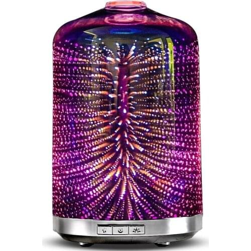 3D Magic Firework LED Glass Essential Oil Diffuser Electric Aromatherapy Night Light Xmas Ornaments Lamp for Home Office Hotel