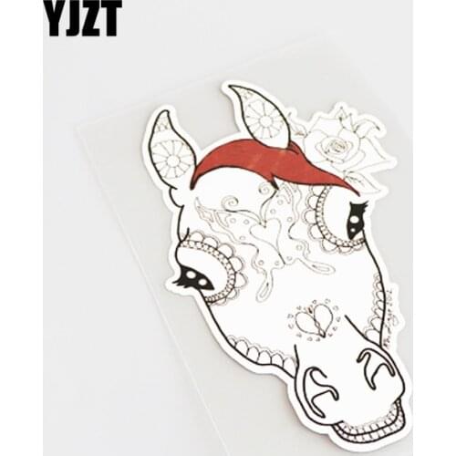YJZT 8CM*13.5CM Beautiful Sugar Skull HORSE PVC Car Sticker Decal Waterproof 13-1117
