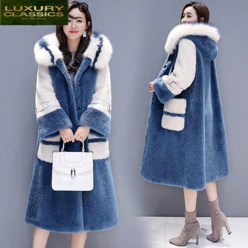 Jacket Women + Fur Large Fur Hooded 2021 Faux Fur Coat Female Jacket Long Winter Warm Coats Casaco Feminino Hiver TF81132