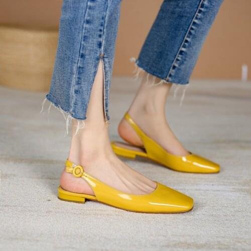 BLXQPYT Genuine Leather Gladiator Sandals 2021 Square Toe Low Heels High Quality Wedding Party Zapatos De Mujer Women Shoes2118