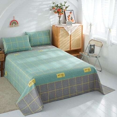 Cartoon Geometric 1PC 100% Cotton Bed Sheet Pillow Case Single Size Kids Bed Linen Pure Cotton Printed Double Top King Sheets