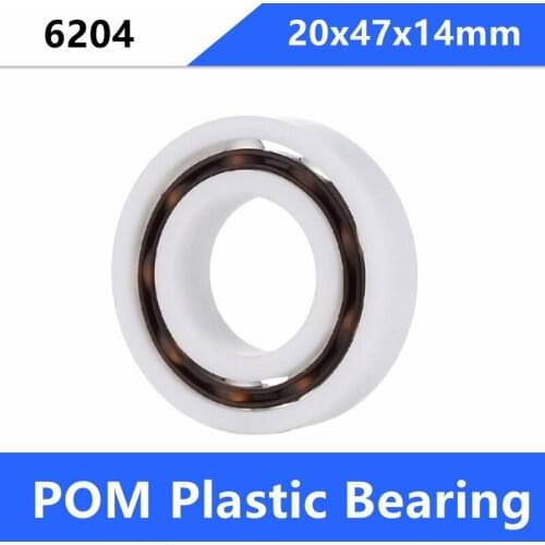 10pcs/lot 6204 20mm POM Plastic bearings with Glass balls 20x47x14 mm nylon bearing 20*47*14mm