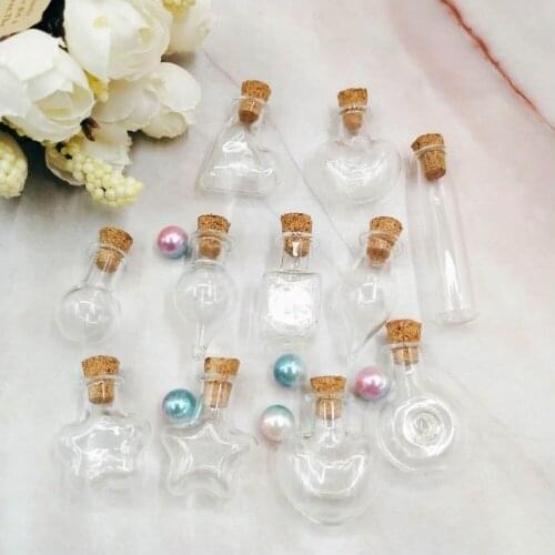 1000pcs/lot Mix High Quality Lovely Small Bottle Tiny Clear Empty Wishing Glass Message Vial With Cork Stopper Mini Containers