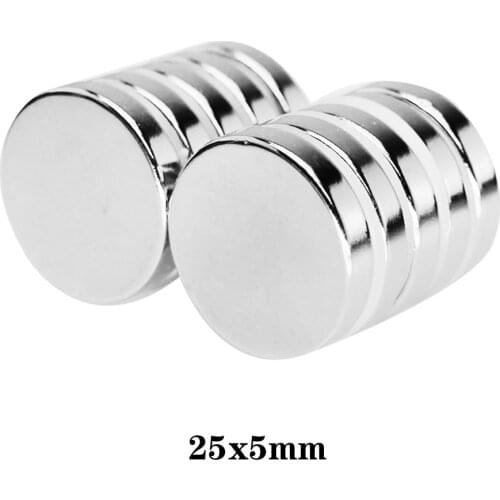 2/5/10/20/30PCS 25x5 mm Permanent Magnetic 25mmx5mm Bulk Steel Round Magnets 25x5mm Neodymium Disc Magnet 25*5 mm circular 25