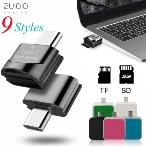 2 In 1 USB 2.0 9 Colors OTG Card Reader Data Transmission Power Supply Free Driver SD TF Card Type-C For Phone Computer