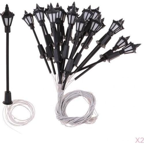 40 Pcs HO 1:100 Street LED Lights Railway Lamppost Lamp Model For Garden Landscape Street Parking Lots Layout