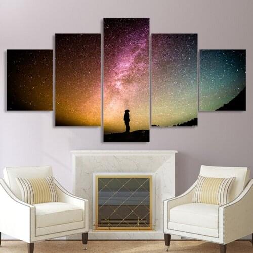 5 Panel Starry Sky Landscape Tableau Wall Art Modular Christmas Day Canvas Pictures Home Decor Printed Paintings Modern Posters