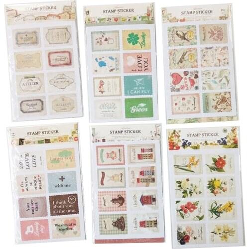 60packs/lot vintage stamps sticker tower series paper sticker note sticker Decoration label wholesale