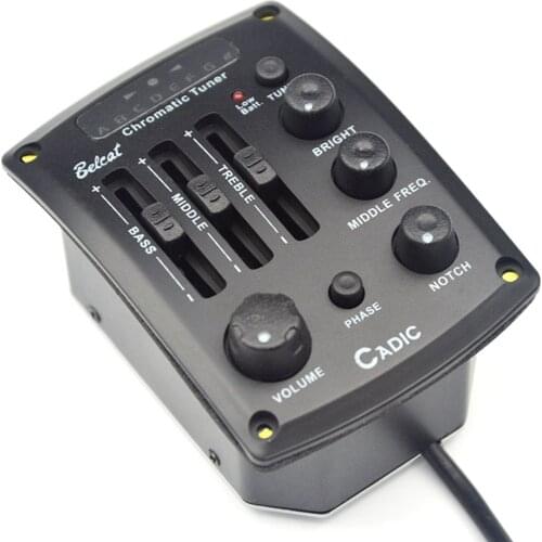 Belcat Cadic 4 Band EQ Guitar Preamp Pickup Phase Anti-feedback System 4Band Parametric Equalizer with Chromatic LED tuner