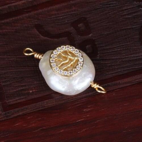 White cz crystal paved tiny gold tree of life charms freshwater pearl connector bead charm for bracelet earring jewelry DIY