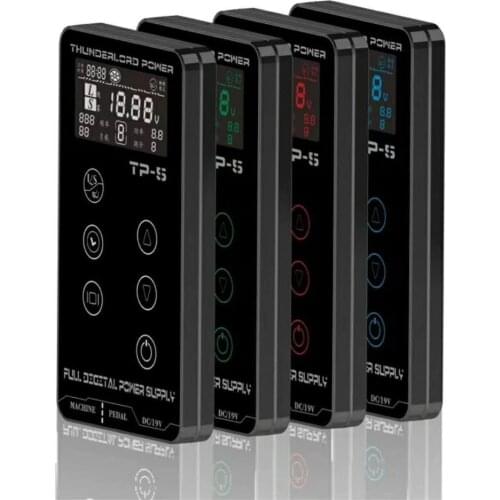 Professional Thunderlord Tattoo Power Supply TP-5 Power Supply 4 Colors LCD Displays for Voltage Amps Duty and Work Time