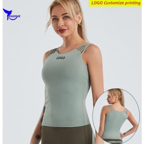 Quick Dry Sleeveless Running Shirts with Push Up Sports Bra Women Yoga Vest Sportswear Singlet Gym Fitness Tank Top Custom