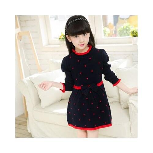 British Dress For School Girl Children Brand Plaid Dress Knitting Long Sleeve Wear High Quality Dresses for Menina Kids L304